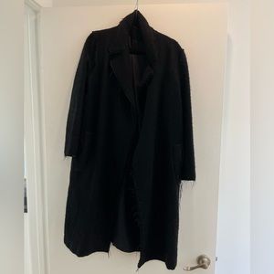 Helmut Lang long black distressed coat - Size Medium